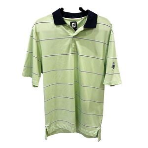 FootJoy Men's Polo Shirt L Green‎ Striped Teton Pines Golf Casual